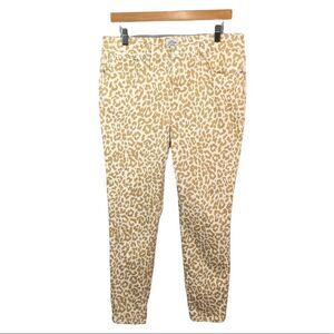 WJ265 Women’s J. Crew 10” High Rise Skinny Toothpick Cheetah Print Jeans 31